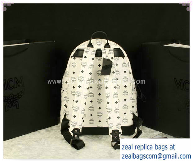 High Quality Replica MCM Stark Backpack Jumbo in Calf Leather 8006 White